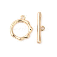 Brass Toggle Clasps, Textured Ring, Nickel Free, Real 18K Gold Plated, Ring: 16.5x13.5x2mm, Bar: 20x5x2mm, Hole: 1.6mm(KK-O144-30G)