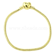 Brass Round Snake Chains with Alloy Heart Clasps Bracelets for Women, Long-Lasting Plated, Golden, 7-7/8 inch(20cm)(BJEW-D041-03G)