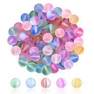 100Pcs Synthetic Moonstone Beads, Frosted, Round, Colorful, 8mm, Hole: 1mm(G-YW0001-39B)
