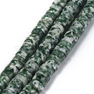 Natural Green Spot Jasper Beads Strands, Heishi Beads, Flat Round/Disc, 6x3mm, Hole: 1mm, about 119~131pcs/strand, 14.76~15.74 inch(37.5~40cm)(X-G-Z006-C03)