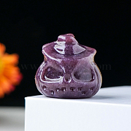 Halloween Natural Lepidolite Home Display Decorations, Pumpkin with Hat, 25~28x25~28mm(G-PW0004-53J-01)