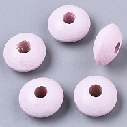 Dyed Natural Beech Wood Beads, Rondelle, Pink, 12x6mm, Hole: 3~4mm, about 1600pcs/500g(WOOD-T015-43G)