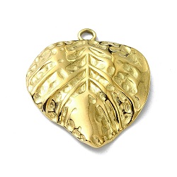 Ion Plating(IP) 304 Stainless Steel Pendants, Real 18K Gold Plated, Leaf, 28x25.5x3mm, Hole: 2mm(STAS-B058-26G-01)
