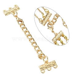 Iron Chain Extender, Necklace Layering Clasps, with 3-Strand Cord Ends and Lobster Claw Clasp, Golden, 51mm, Hole: 2mm, End Chain: 20x13x2.5mm, Clasp: 15x9x3.5mm(IFIN-L010-06)