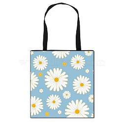 Daisy Flower Printed Polyester Shoulder Bag, Rectangle, Light Sky Blue, 39.5x39cm(PW-WG89199-19)