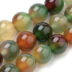 Natural Peacock Green Agate Beads Strands, Dyed, Round, 8mm, Hole: 1mm, about 50pcs/strand, 15.7 inch(X-G-S259-16-8mm)