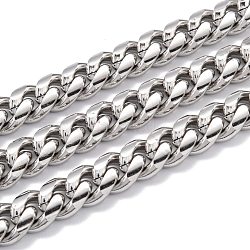 304 Stainless Steel Cuban Link Chain, Unwelded, with Spool, Stainless Steel Color, 12.5x10x5mm, 16.4 Feet(5m)/roll(STAS-B019-02C-P)