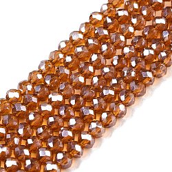 Electroplate Glass Beads Strands, Pearl Luster Plated, Faceted, Rondelle, Dark Goldenrod, 2.9~3.3x2mm, Hole: 0.8mm, about 148~150pcs/strand, 39.5~40cm(EGLA-A044-T2mm-A04)