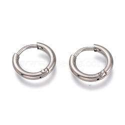 Tarnish Resistant 201 Stainless Steel Huggie Hoop Earrings, with 304 Stainless Steel Pin, Hypoallergenic Earrings, Ring, Stainless Steel Color, 12x2mm, 12 Gauge, Pin: 0.8mm(EJEW-O095-05-19)