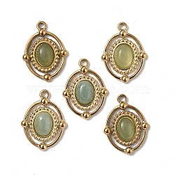 Natural Green Aventurine Pendants, Oval Charms, with Vacuum Plating Real 18K Gold Plated 201 Stainless Steel Findings, 21x16x4.5mm, Hole: 1.8mm(STAS-C064-VC907)