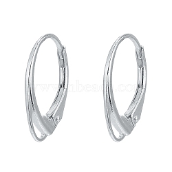 925 Sterling Silver Leverback Hoop Earring Findings, Silver, 17x11x1.5mm, Hole: 3.5x1mm, Pin: 0.8mm, about 15pairs/20g(STER-M104-02S)