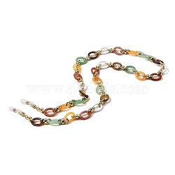 Eyeglasses Chains, Acrylic Oval Link Chains Neck Strap Mask Lanyard, with 201 Stainless Steel Lobster Claw Clasps and Rubber Loop Ends, Colorful, 780mm(AJEW-P117-04G-03)