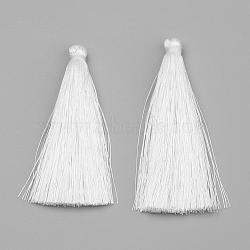 Nylon Tassel Big Pendant Decorations, White, 65~70x8~10mm(FIND-S253-05)