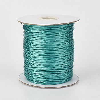 Eco-Friendly Korean Waxed Polyester Cord, Light Sea Green, 0.8mm, about 174.97 yards(160m)/roll