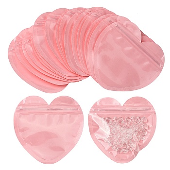 20Pcs Heart Shaped Plastic Packaging Yinyang Zip Lock Bags, Top Self Seal Pouches, Pink, 10x10x0.15cm, Unilateral Thickness: 2.5 Mil(0.065mm)