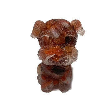 Resin Dog Display Decoration, with Natural Red Agate Chips inside Statues for Home Office Decorations, 25x30x40mm