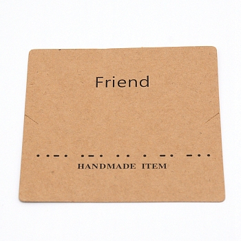 Paper Necklace Display Cards, Square, Friend, Word, 8x8x0.04cm