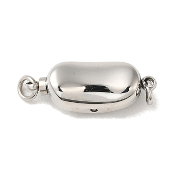 304 Stainless Steel Box Clasps, Stainless Steel Color, 8x17.5x6.5mm, Hole: 2.5mm