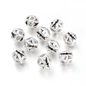 Tibetan Style Alloy Beads, Round, Antique Silver, 7.5mm, Hole: 1mm