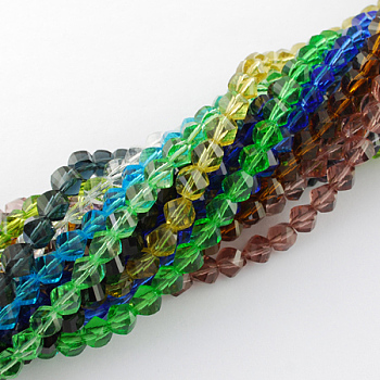 Glass Bead Strands, Faceted, Twist, Mixed Color, 12x12x11~12mm, Hole: 1.5mm