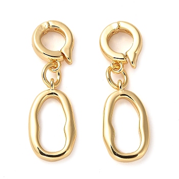 Rack Plating Brass Fold Over Clasps, Oval, Real 18K Gold Plated, 26mm, Oval: 16.5x9x2mm, Ring Clasp: 11x8.5x3mm, hole: 5mm
