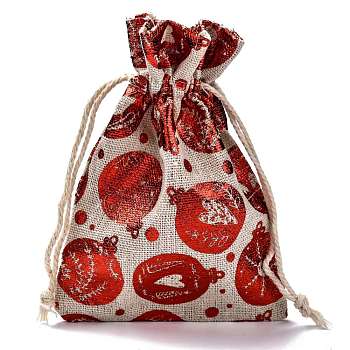 Cotton Gift Packing Pouches Drawstring Bags, for Christmas Valentine Birthday Wedding Party Candy Wrapping, Red, Heart Pattern, 14.3x10cm