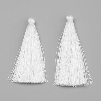 Nylon Tassel Big Pendant Decorations, White, 65~70x8~10mm