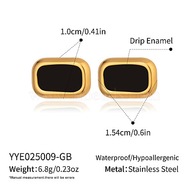 Rectangle 304 Stainless Steel Stud Earrings(HC7137-1)-2
