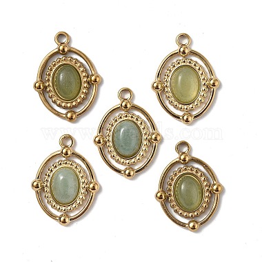 Real 18K Gold Plated Oval Green Aventurine Pendants