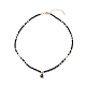 Cubic Zirconia Teardrop Pendant Necklace with Natural Black Agate Beaded Chains(NJEW-JN04121-04)-1