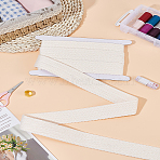2.5 Yards Polycotton Ribbon, Twill Tape Ribbon, Herringbone Ribbon, Garment Accessories, with 1Pc Cardboard Display Card, Bisque, 1-3/8~1-1/2 inch(35~38mm)(OCOR-LP0002-26A)