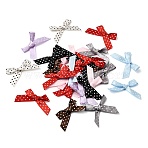 Polyester Bowknot with Polka Dot Sew on Ornament Accessories, for DIY Jewelry Making Craft, Mixed Color, 30x56x6mm, 50pcs/bag(DIY-C085-05)