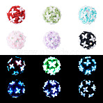 6Pcs 6 Colors Handmade Polymer Clay Rhinestone and Resin Beads, Round with Butterfly, Sprinkle Beads, Mixed Color, 18~19mm, Hole: 1.8~2mm, 1pc/color(CLAY-TA0002-10)