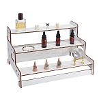 3-Tiers Wood Semicircle Dessert Display Risers, Mini Cupcake Organizer Holder, Party Supplies, White, 40.5x30x23cm(ODIS-WH0030-183B)