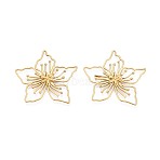 Hollow 304 Stainless Steel Pendants, Flower Charm, Ion Plating(IP), Real 18K Gold Plated, 42x45x2mm, Hole: 15x11.5mm(STAS-T068-92G)