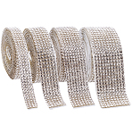 4 Yards 4 Styles Self Adhesive Resin Rhinestone Tape, for Costume Accessories, Belt Decoration, Crystal, 9~22x1.5mm, 1 yard/style(DIY-CY0002-04)