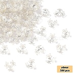 Plated Iron Fancy Bead Caps, 3-Petal Flower, Silver, 8.5~12x10~14x4~6mm, Hole: 1.2mm, 50g/set, about 500pcs(IFIN-YW0003-97S)