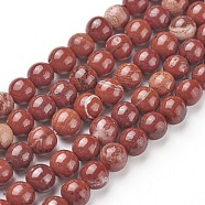 Natural Red Jasper Beads Strands, Round, Grade AB, Red, 6mm, Hole: 1mm, about 60pcs/strand, 15.5 inch(X-G-F348-02-6mm)