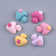 Resin Cabochons, Mushroom with Flower, Mixed Color, 20~20.5x18x7.5~8mm(CRES-S304-104)