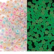 Luminous Opaque Acrylic Beads, Flat Round, Colorful, 7x4mm, Hole: 1.5mm, 100pcs/bag(PW-WG80403-03)