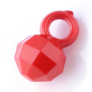 Opaque Acrylic Pendants, Faceted Round, Red, 13x8.5x8mm, Hole: 3.2mm, about 1400pcs/500g(SACR-S829-C07)