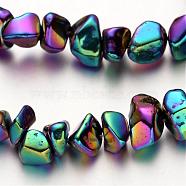 Electroplate Non-magnetic Synthetic Hematite Beads Strands, Chip, Multi-color Plated, 4~12mm, Hole: 1mm, about 69pcs/strand, 15.7 inch(G-F300-06-02)