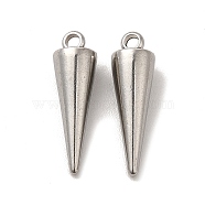 201 Stainless Steel Pendants, Cone Charm, Stainless Steel Color, 18.5x5.5mm, Hole: 1.5mm(STAS-F290-01P)