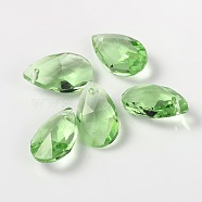 Faceted Teardrop Glass Pendants, Pale Green, 16x9x6mm, Hole: 1mm(GLAA-O008-A06)