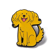 Cartoon 3 Headed Dog Enamel Pin, Electrophoresis Black Alloy Cute Animal Brooch for Backpack Cloth, Yellow, 27x24x1.5mm, Pin: 1mm(JEWB-D067-03)