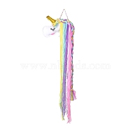 Unicorn Theme Rainbow Yarn Tassels Hair Clips Headband Organizer Storage, Wall Hanging Home Decoration, Colorful, 90.5x24x4.9cm(HJEW-WH0006-07)