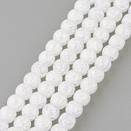 Synthetic Crackle Quartz Beads Strands, Round, Dyed, Snow, 8mm, Hole: 1mm, about 50pcs/strand, 15.7 inch(GLAA-S134-8mm-05)