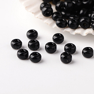 8/0 Grade A Round Glass Seed Beads, Opaque Colours, Black, 3x2mm, Hole: 1mm, about 1444pcs/50g(X-SEED-A022-FC8-49)