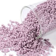 TOHO Round Seed Beads, Japanese Seed Beads, (766) Opaque Pastel Frost Light Lilac, 15/0, 1.5mm, Hole: 0.7mm, about 3000pcs/10g(X-SEED-TR15-0766)