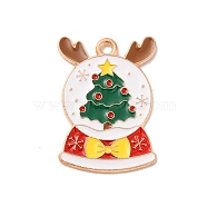 Christmas Theme Alloy Enamel Pendants, Light Gold, Crystal Ball, Christmas Tree, 25x18x1.5mm, Hole: 1.6mm(ENAM-C010-01E)